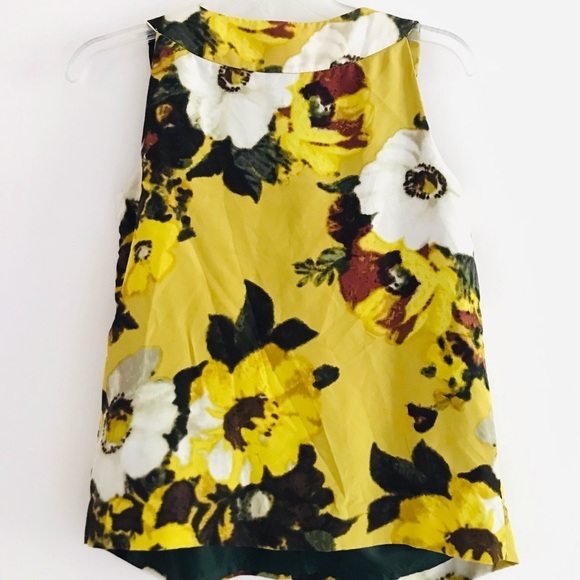 Kate Spade | Bette Silk Floral Top Womens XS Extra Small Yellow Bow Sleeve - Picture 3 of 12